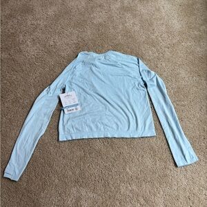 Athleta Blue Fitted Crop Long Sleeve Blouse